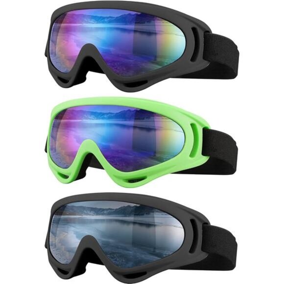 Ski Goggles,Motorcycle Goggles,3 Pack Snowboard Snow Goggles for Men Women Adult - Picture 1 of 7